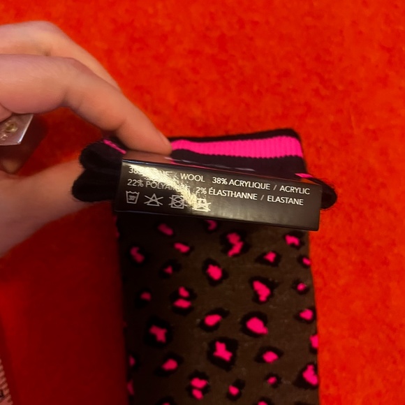 Leopard and stripes jacquard merino wool blend thermal socks made in Italy NWT - Picture 4 of 8